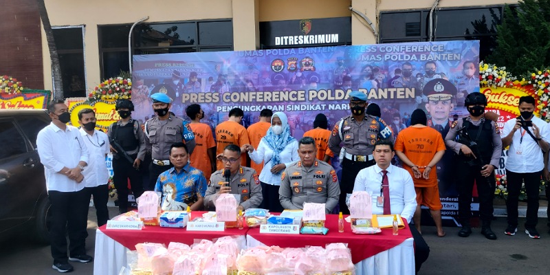 Ungkap kasus jaringan narkoba internasional di Mapolda Banten/HEN