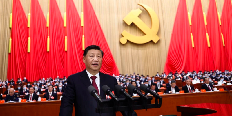 Presiden Xi Jinping di acara kongres Partai Komunis Tiongkok.