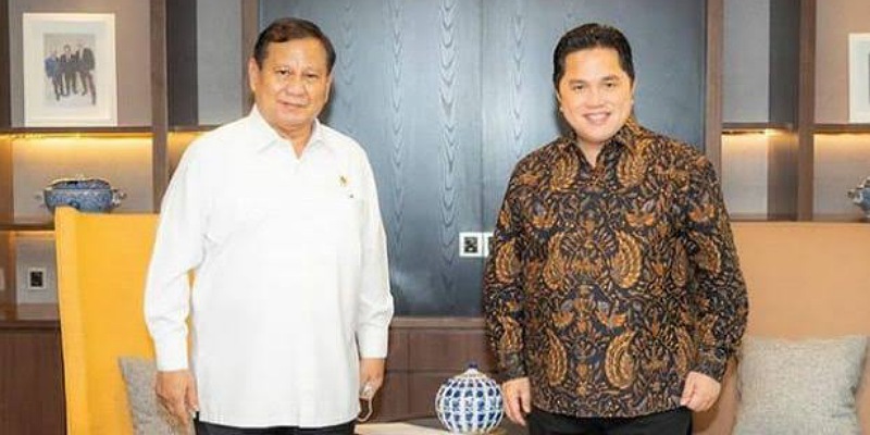 Ketua Umum Partai Gerindra Prabowo Subianto dengan Menteri BUMN Erick Thohir dalam satu pertemuan/Net