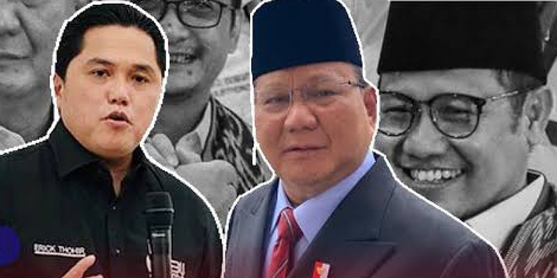 Kolase Menteri BUMN Erick Thohir, Ketum Gerindra Prabowo Subianto dan Ketum PKB Muhaimin Iskandar/Repro