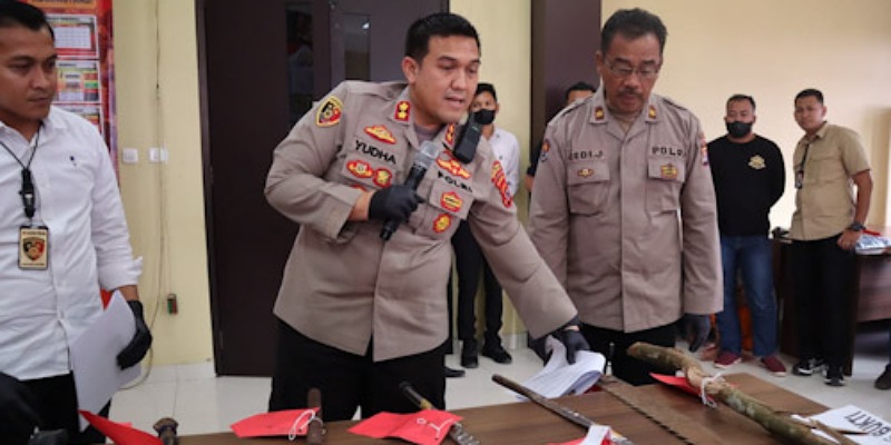 Press conference penangkapan enam berandalan yang ditangkap Polres Serang/Dok