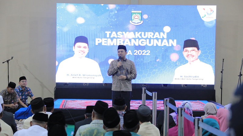 Walikota Tangerang Arief Wismanyah di acara tasyakuran pembangunan Kota Tangerang di Ciledug/Repro