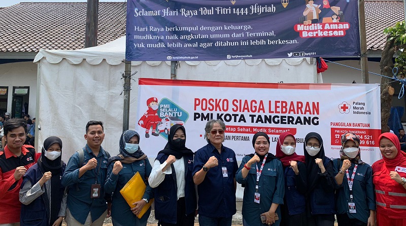 PMI Banten turunkan 353 relawan membantu kepolisian dan Pemda dalam memberikan pelayanan kepada para pemudik. (Dok PMI Banten)