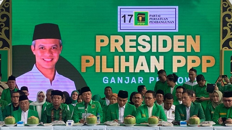 Pengumuman dukungan resmi PPP usung Ganjar Pranowo sebagai Bacapres 2024. (Foto: Repro)