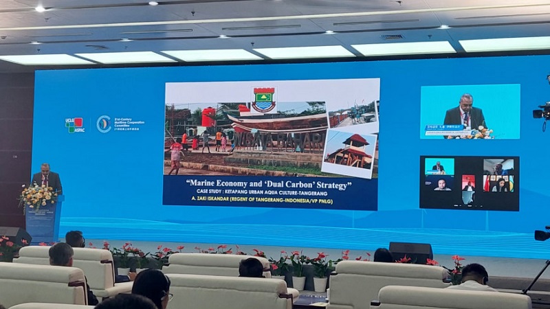 Bupati Tangerang Ahmed Zaki Iskandar menjadi keynote speaker di Fuzhou, Cina. (Foto: DokPemkab)