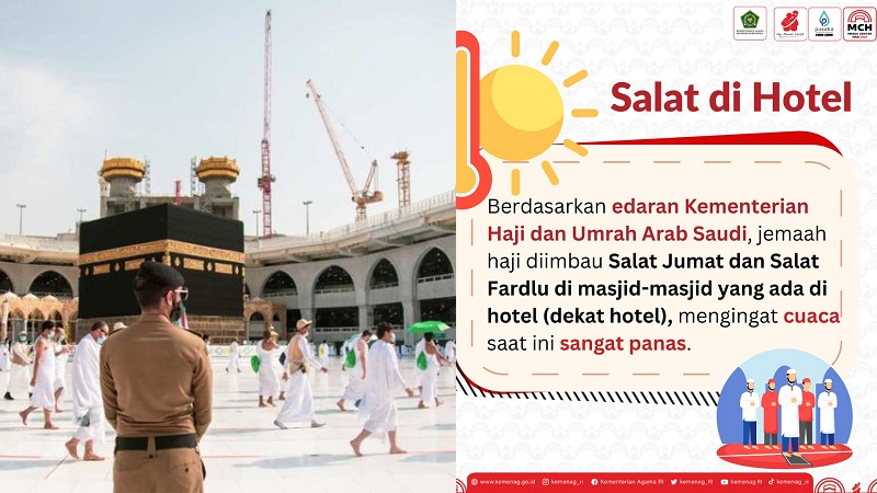 Imbauan untuk tidak memaksakan salat jumat di Masjidil Haram karena cuaca panas.-