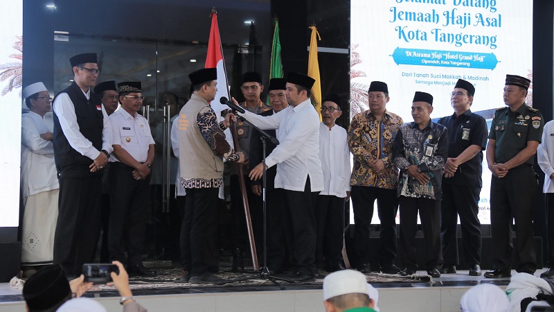 Penyambutan jemaah haji Kota Tangerang di Asrama Haji yang baru beres di bangun di Cipondo. (Foto: Dok Pemkot)