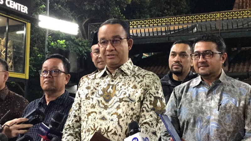 Bacapres dari KPP Anies Baswedan menyampaikan isi pertemuan dengan SBY. (Foto: Repro)