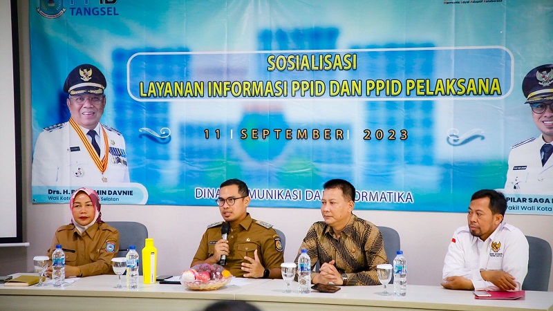 Wakil Walikota Tangsel Pilar Saga Ichsan berbicara di acara Sosialisasi Layanan Informasi PPID dan PPID Pelaksana. (Foto: Dok Pemkot)
