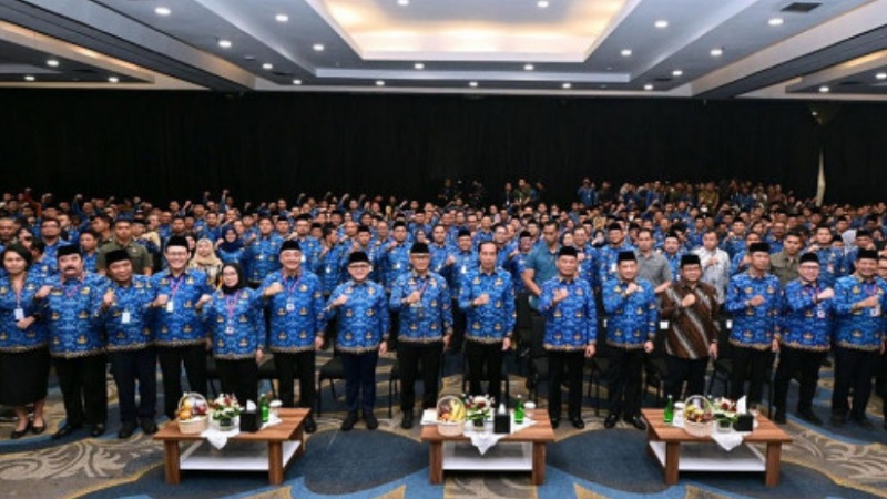 Presiden Joko Widodo menhadiri Rakernas Korps Pegawai Republik Indonesia (Korpri) 2023. (Foto: Dok Pemprov)