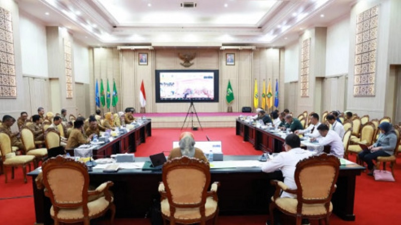Rapat Koordinasi Pengendalian Inflasi Daerah secara virtual di Pendopo Gubernur Banten. (Foto: Dok Pemprov)