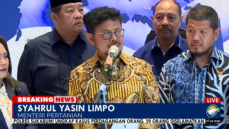Mentan Syahrul Yasin Limpo saat memberikan keterangan pers. (Tangkapan Layar)