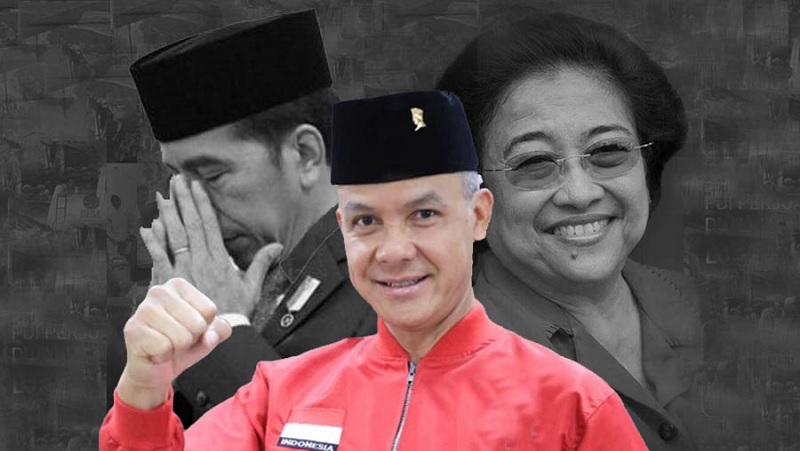 strasi: Presiden Jokowi, Megawati dan Ganjar Pranowo. (Disway)