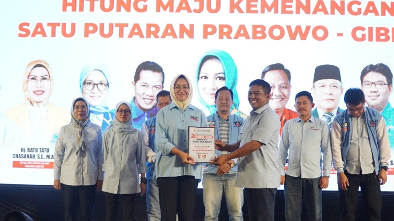 TKD Prabowo - Gibran Banten optimis Pasangan Prabowo Subianto dan Gibran Rakabuming Raka menang satu putaran. (Foto: Ist)
