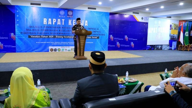 Pj Walikota Tangerang Nurdin, memberi sambutan dalam Rapat Kerja MPKU dan MPKS Pimpinan Daerah Muhammadiyah Kota Tangerang. (Foto: Dok Pemkot)
