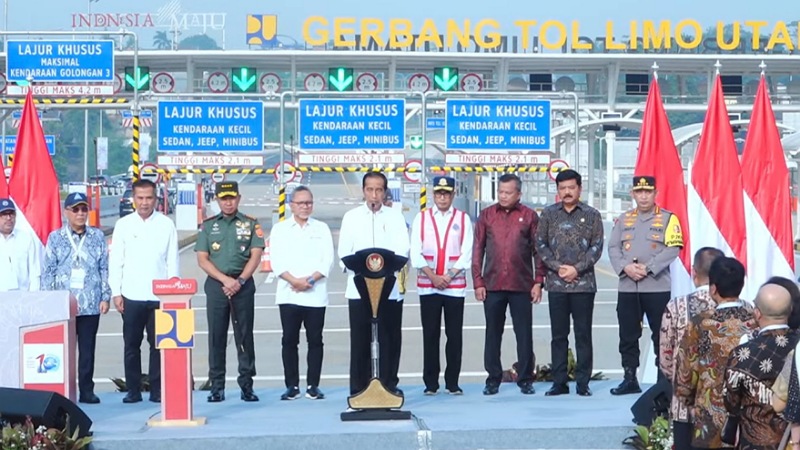Jalan Tol Pamulang-Cinere-Raya Bogor diresmikan Presiden Jokowi. (Tangkapan Layar Youtube Sekretariat Presiden)