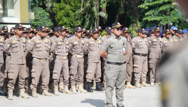Seratus personel Satpol PP Kabupaten Tangerang siap mengamankan wilayah saat lebaran 2024. (Foto: Repro)